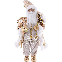 Декоративний Santa в кольорі шампань з посохом і подарунками BonaDi 45см DP219418