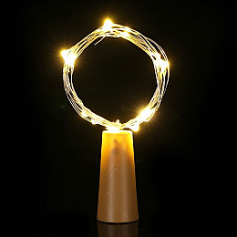 Гибкая медная гирлянда на батарейках LED DL 1000-ZABI-2 20 РОСА капля с пробкой 2 м Теплый-белый (844739)