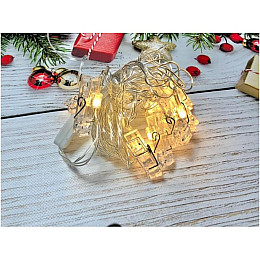 Гірлянда світлодіодна з прищепками UKC 20 шт USB+батарейка 3 м Теплий (739520)