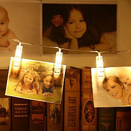 Гірлянда з прищепками для фото UKC USB + батарейки 3.2 м 20 шт Жовтий (803001)