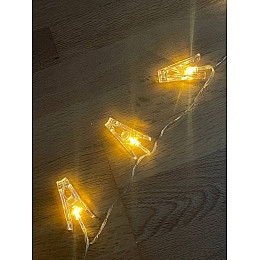 Гірлянда на батарейках UKC Прищепки Теплий білий 3 м (605419)