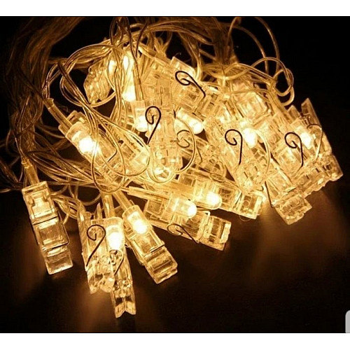 Светодиодная гирлянда нить с прищепками LED DL 100-ZВ-011G 20 3 м USB Теплый белый (321196)