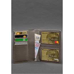 Шкіряна обкладинка-органайзер для документів 6.1 темно-бежевий краст BlankNote