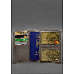 Шкіряна обкладинка-органайзер для документів 6.1 темно-бежевий краст BlankNote