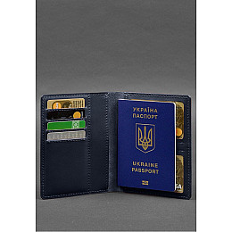 Шкіряна обкладинка-органайзер для документів 6.1 темно-синій краст BlankNote