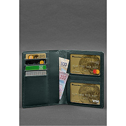 Шкіряна обкладинка-органайзер для документів 6.1 зелений краст BlankNote