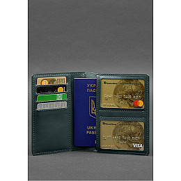 Шкіряна обкладинка-органайзер для документів 6.1 зелений краст BlankNote