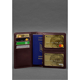 Шкіряна обкладинка-органайзер для документів 6.1 бордовий краст BlankNote