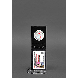 Кожаная обложка на цепочке для удостоверения Красного Креста BlankNote Черный