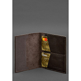 Шкіряна обкладинка для військового квитка з кишенями 7.2 темно-коричнева BlankNote