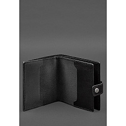 Шкіряна обкладинка-портмоне для військового квитка офіцера запасу (широкий документ) Чорна BlankNote