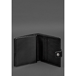 Шкіряна обкладинка-портмоне для військового квитка офіцера запасу (широкий документ) Чорна BlankNote