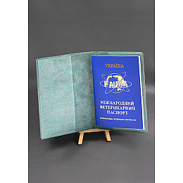 Шкіряна обкладинка на ветеринарний паспорт бірюзова BlankNote