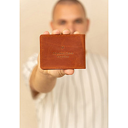 Шкіряна обкладинка для посвідчення учасника бойових дій (УБД) 2.2 світло-коричнева Crazy Horse BlankNote