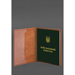 Шкіряна обкладинка для військового квитка 7.3 світло-коричнева Crazy Horse BlankNote