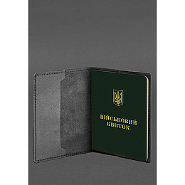 Шкіряна обкладинка для військового квитка 7.3 чорний Crazy Horse BlankNote