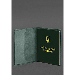 Шкіряна обкладинка для військового квитка 7.3 зелена Crazy Horse BlankNote