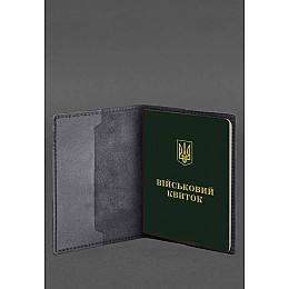 Шкіряна обкладинка для військового квитка 7.3 синій Crazy Horse BlankNote