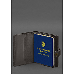 Шкіряна обкладинка-портмоне для військового квитка офіцера запасу (вузький документ) Темно-коричнева BlankNote