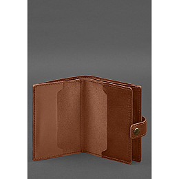 Шкіряна обкладинка-портмоне для військового квитка офіцера запасу (вузький документ) Світло-коричнева BlankNote