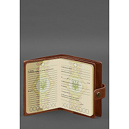 Шкіряна обкладинка-портмоне для військового квитка офіцера запасу (вузький документ) Світло-коричнева BlankNote