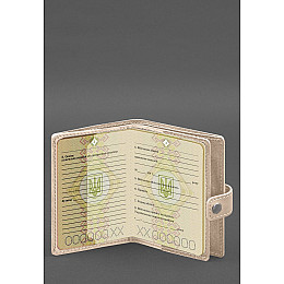 Шкіряна обкладинка-портмоне для військового квитка офіцера запасу (вузький документ) Світло-бежевий BlankNote