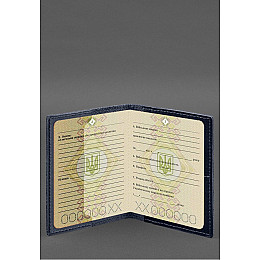 Шкіряна обкладинка для військового квитка з кишенями 7.2 синій краст BlankNote