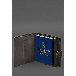 Шкіряна обкладинка-портмоне для військового квитка офіцера запасу (широкий документ) Темно-коричневий BlankNote