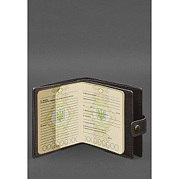 Шкіряна обкладинка-портмоне для військового квитка офіцера запасу (широкий документ) Темно-коричневий BlankNote