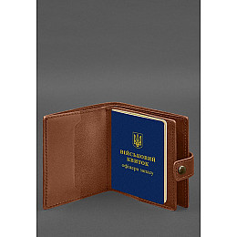 Шкіряна обкладинка-портмоне для військового квитка офіцера запасу (широкий документ) Світло-коричневий BlankNote