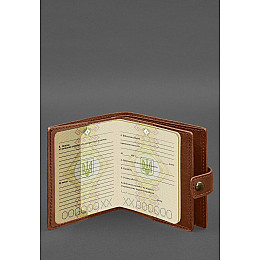 Шкіряна обкладинка-портмоне для військового квитка офіцера запасу (широкий документ) Світло-коричневий BlankNote