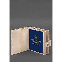 Шкіряна обкладинка-портмоне для військового квитка офіцера запасу (широкий документ) Світло-бежевий BlankNote