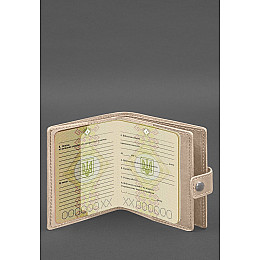 Шкіряна обкладинка-портмоне для військового квитка офіцера запасу (широкий документ) Світло-бежевий BlankNote