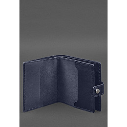 Шкіряна обкладинка-портмоне для військового квитка офіцера запасу (широкий документ) Синій BlankNote