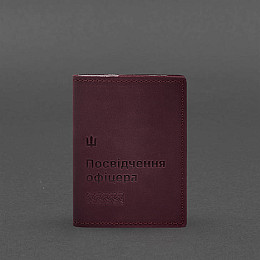 Шкіряна обкладинка для посвідчення офіцера 9.2 бордова Crazy Horse BlankNote