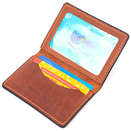 Обкладинка на автодокументи в вінтажній шкірі Україна GRANDE PELLE 16706 Світло-коричнева