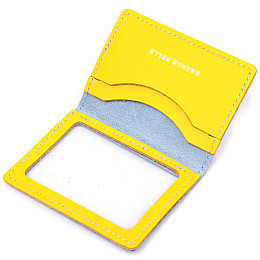 Кожана обкладинка на документи комбі двох кольорів Серце GRANDE PELLE 16707 Жовто-голуба