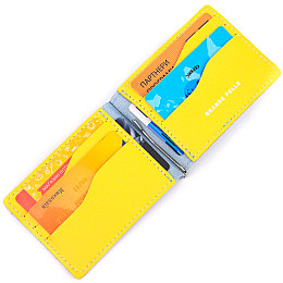 Кожаний затискач Серце GRANDE PELLE 16715 Жовто-блакитний