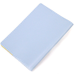 Кожушок на паспорт комбі двох кольорів Серце GRANDE PELLE 16729 Жовто-блакитний