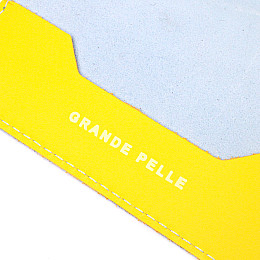 Кожушок на паспорт комбі двох кольорів Серце GRANDE PELLE 16729 Жовто-блакитний