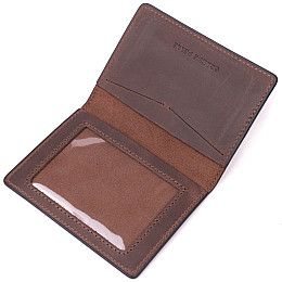 Обкладинка з вінтажної шкіри на військовий квиток Тризуб ЗСУ GRANDE PELLE 16752 Коричнева