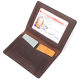 Обкладинка з вінтажної шкіри на військовий квиток Тризуб ЗСУ GRANDE PELLE 16752 Коричнева