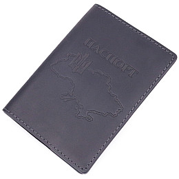 Обкладинка на паспорт у вінтажній шкірі Карта GRANDE PELLE 16770 Чорна