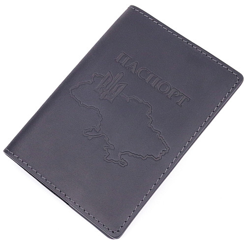 Обкладинка на паспорт у вінтажній шкірі Карта GRANDE PELLE 16770 Чорна