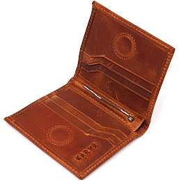 Зажим мужской из винтажной кожи KARYA 21355 Рыжий