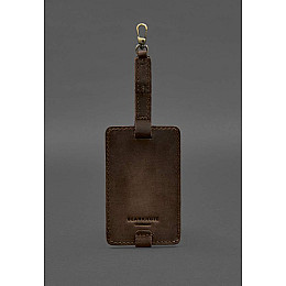 Шкіряна бірка для багажу Бланк-тег темно-коричнева Crazy Horse BlankNote
