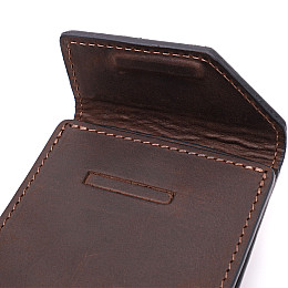 Кожаний затискач для грошей з тримачем для Apple AirTag GRANDE PELLE 11618 Коричневий