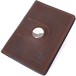 Кожана обкладинка на паспорт з тримачем для Apple AirTag GRANDE PELLE 11621 Коричневий