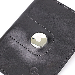 Кожана обкладинка на паспорт з тримачем для Apple AirTag GRANDE PELLE 11622 Чорний