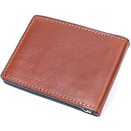 Кожаний затискач для грошей GRANDE PELLE 11636 Коричневий